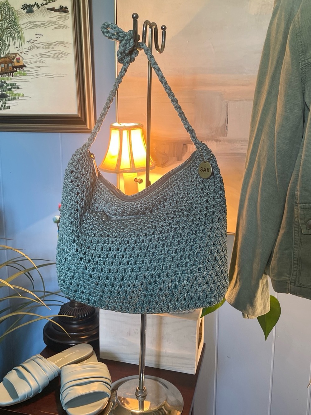 The Sak Crocheted Shoulder Bag in Teal
